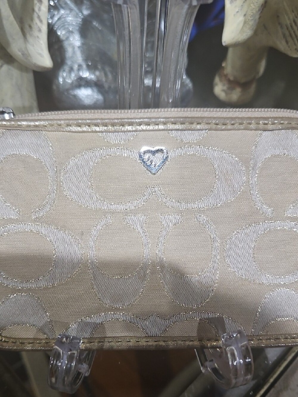 Rare Coach Poppy Signature C Zip Card Holder w/Fob GUC - Picture 2 of 8